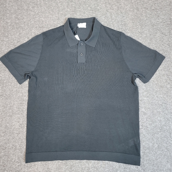 Mssimo Dutti Studio Mens Polo Shirt Size L Black Micro Textured Piqué Cotton New - Picture 1 of 10
